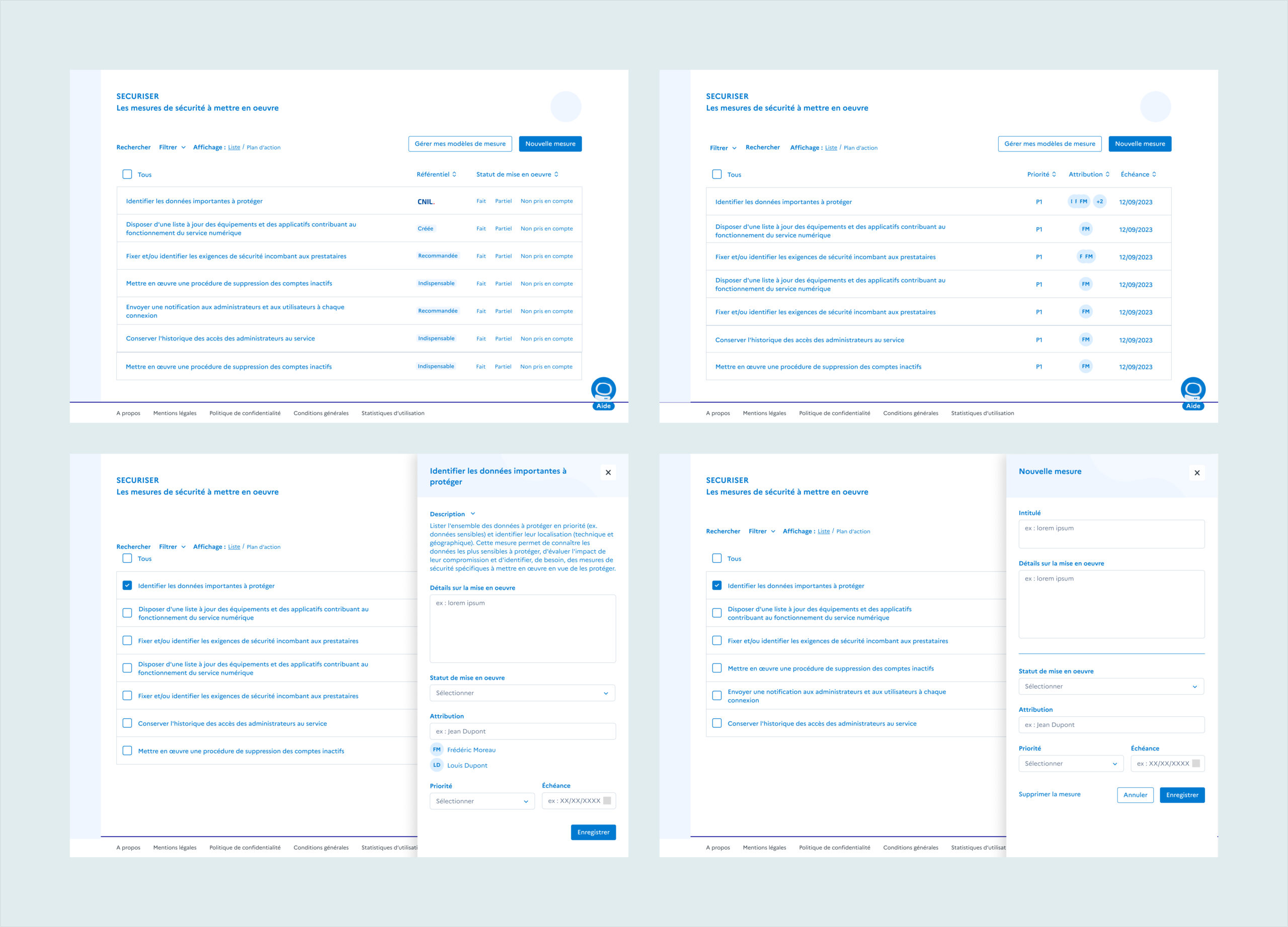 Securiser – wireframes