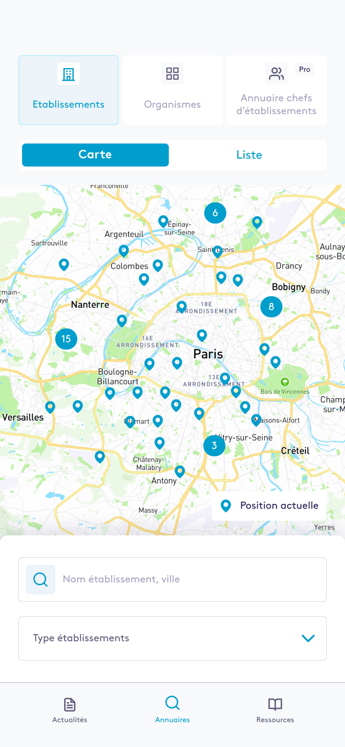 05 – 00 – 00 – Annuaire – carte – établissements